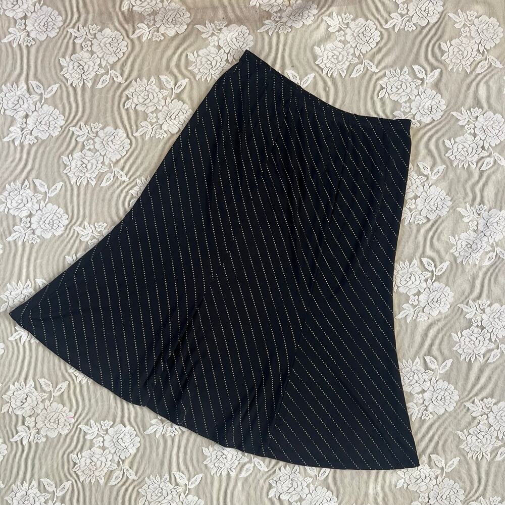 Vintage Notations Black Pinstripe Midi Skirt Size M